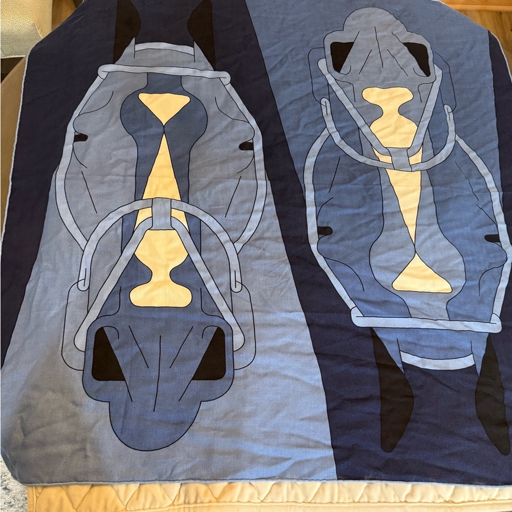 Hermès Blue and Gray Horse Scarf